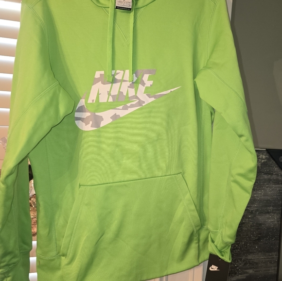 NIKE Mens Therma Fit Pullover Fleece Camo Swoosh Hoodie Sweater Green Small - Picture 1 of 7
